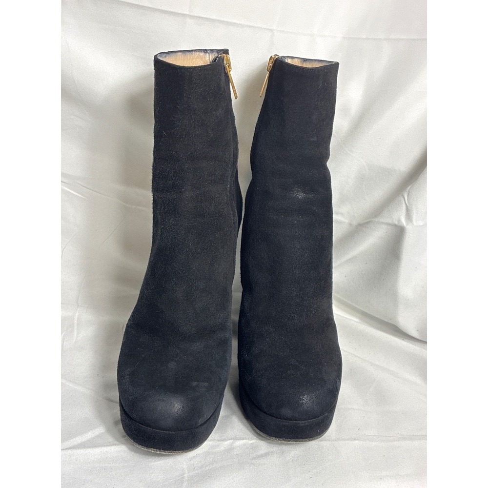 Yves Saint Laurent YSL Black Suede Tribute Platform Ankle Boots 38.5 Italy - Picture 5 of 11